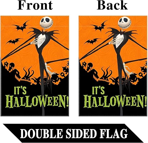 Miniatura 2 de Sunwer Bandera de jardín de Halloween para decoración de fiesta al aire libre, patio delantero, suministro de decoración de patio, 12.5 x 18 pulgadas