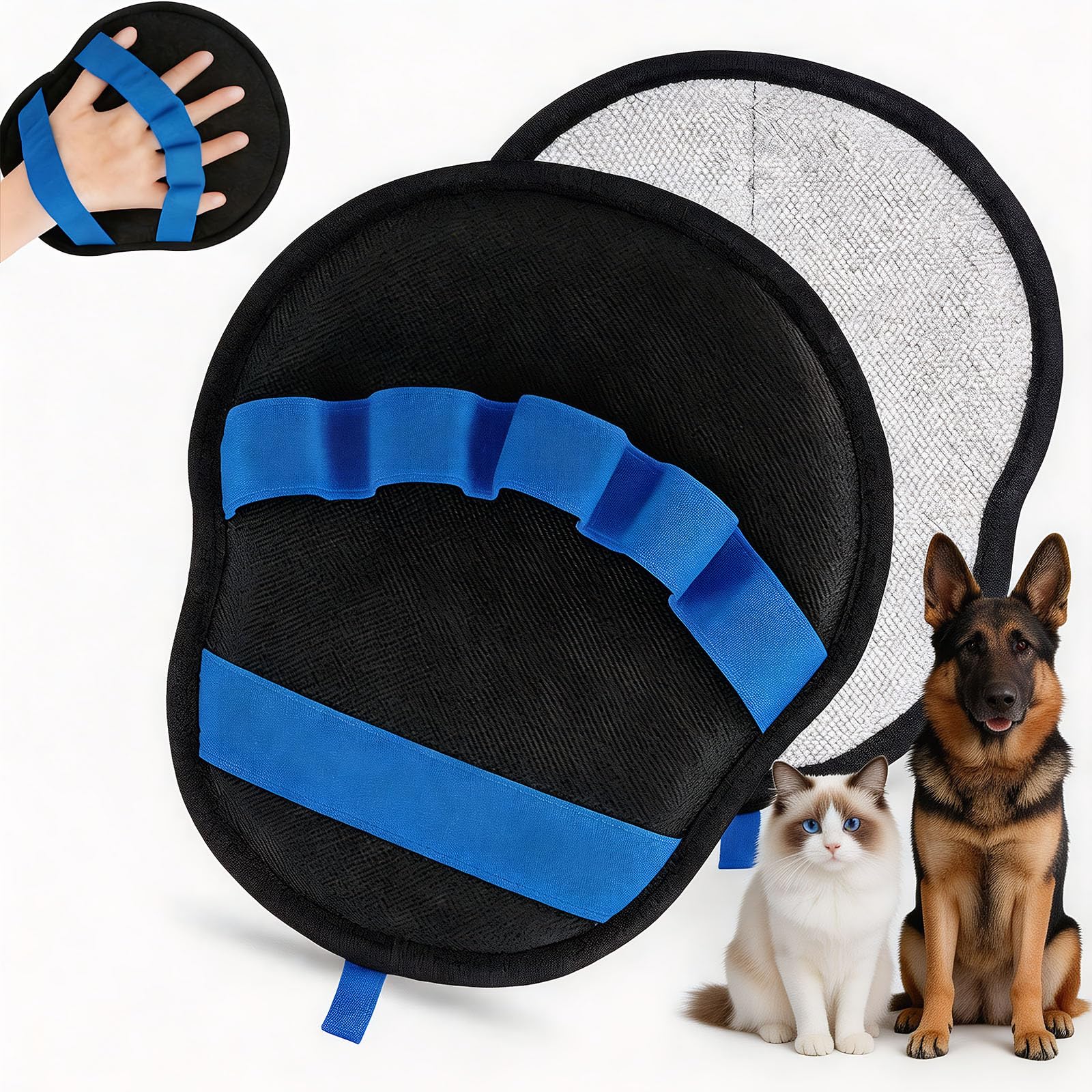 2Pack Pet Hair Removal Glove, Electrostatic Magic Brush Gloves Pet Hair Remover Glove, Dogs and Cats Grooming Glove for Deshedding, Gentle Washable Magic Brush Mitt for Furniture, Clothes, Car Seats