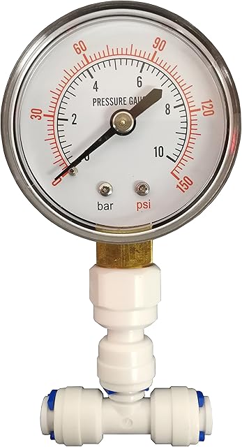 Pressure Gauge for Aquatic RO & Domestic Reverse Osmosis Systems With 1/4" connection by Finerfilters