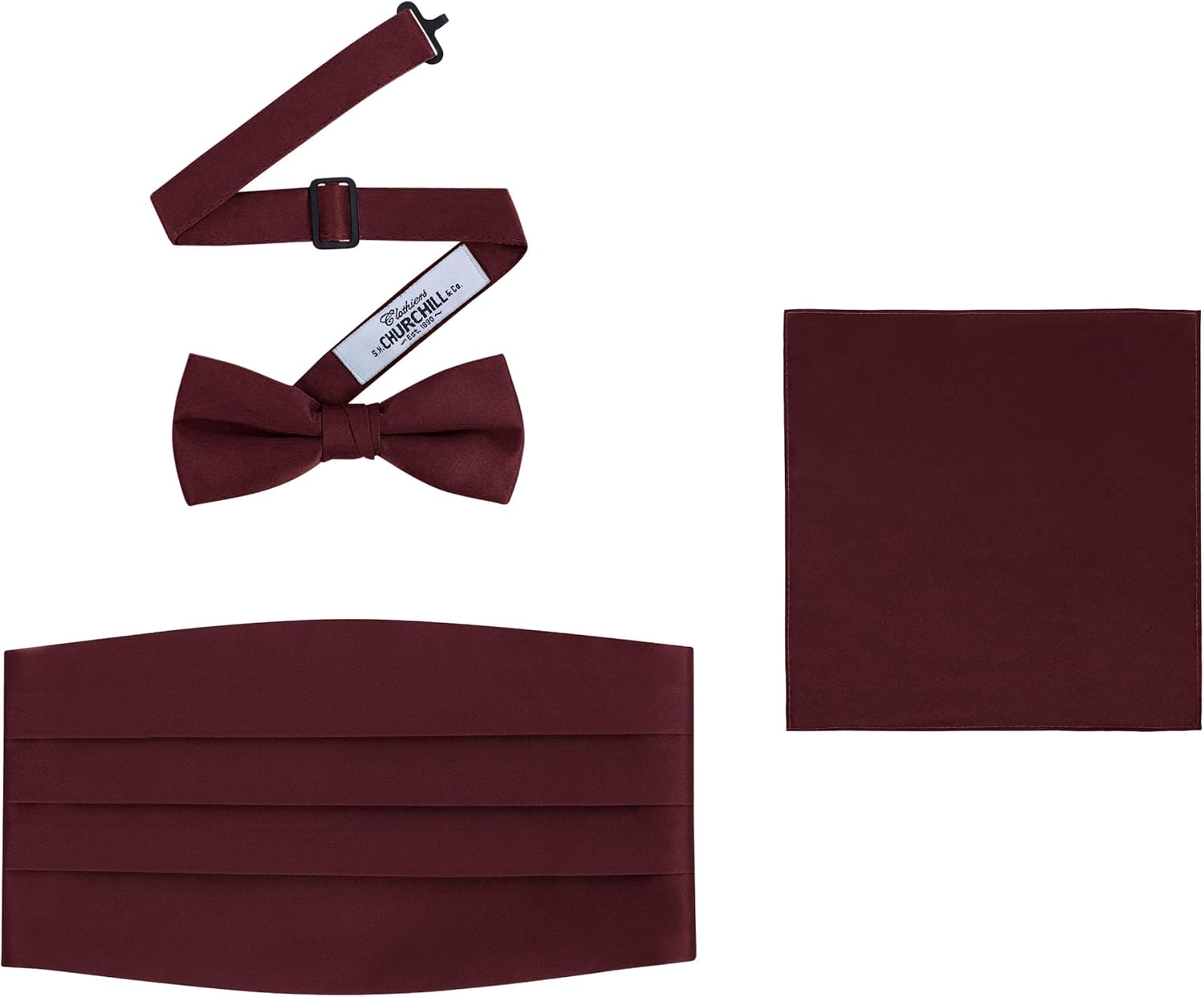 Men's 3 Piece Formal Accessory Set with Bow Tie, Cummerbund & Pocket Hanky
