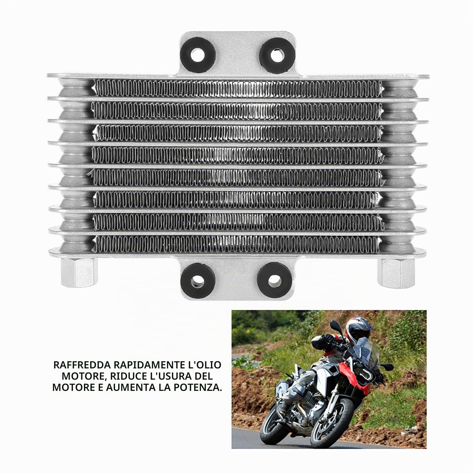 Radiatore olio Motore in alluminio 125 ml Radiatore olio Radiatore di raffreddamento Adatto per la maggior parte dei motocicli Bicicletta Pit Bike Uso del motore(argento)
