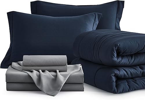 Miniatura 6 de Maple&Stone Juego de edredón tamaño King de 7 piezas en una bolsa, juego de cama alternativo de plumón con sábanas, fundas de almohada y fundas,
