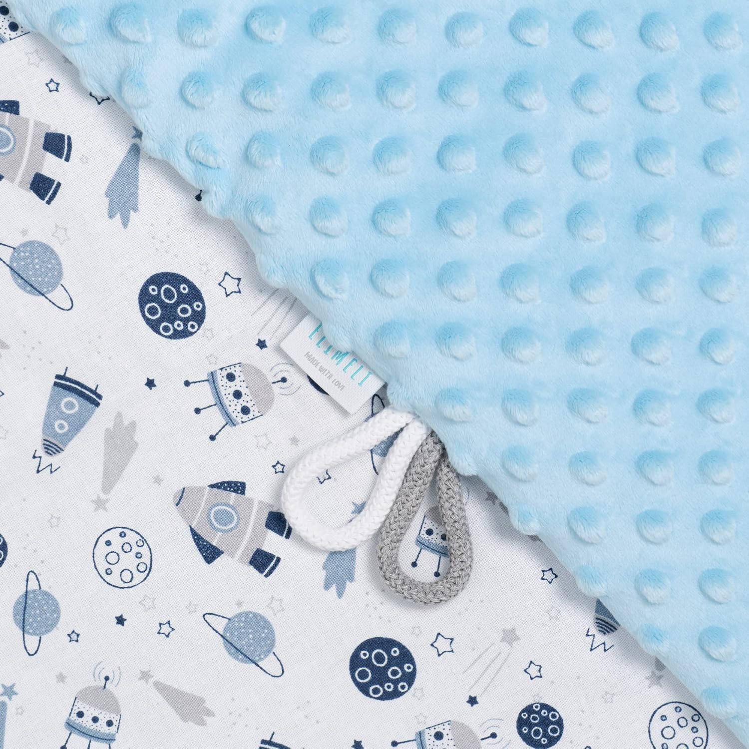 EliMeli Minky Baby Blanket Cuddly Blanket Crawling Blanket Super Soft Minky Polar Fleece Cotton Filling 75 x 100 High Quality (Blue Rabbits) - Image 4
