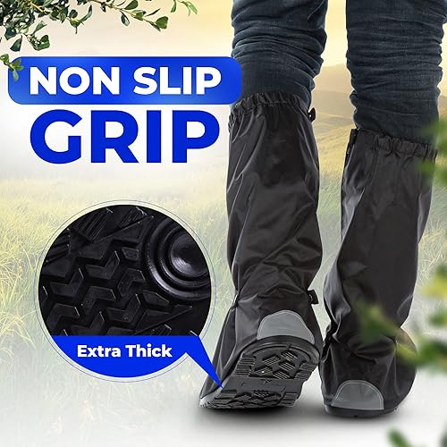 Miniatura 4 de benoo Fundas para zapatos de lluvia resistentes al agua fundas para zapatos casi impermeables para lluvia fundas para zapatos de botas para hombres