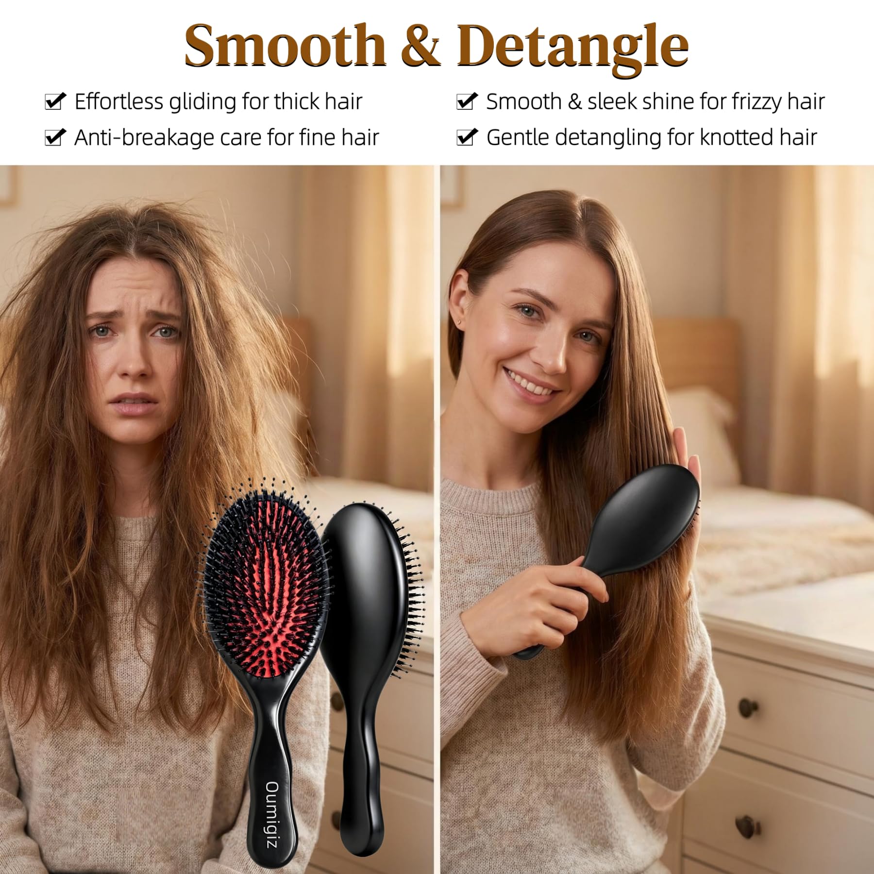 Spazzola per capelli con setole di cinghiale dal 1965, artigianato britannico, spazzola per capelli fatta a mano in legno naturale, setole morbide, districante delicato, per donne, uomini