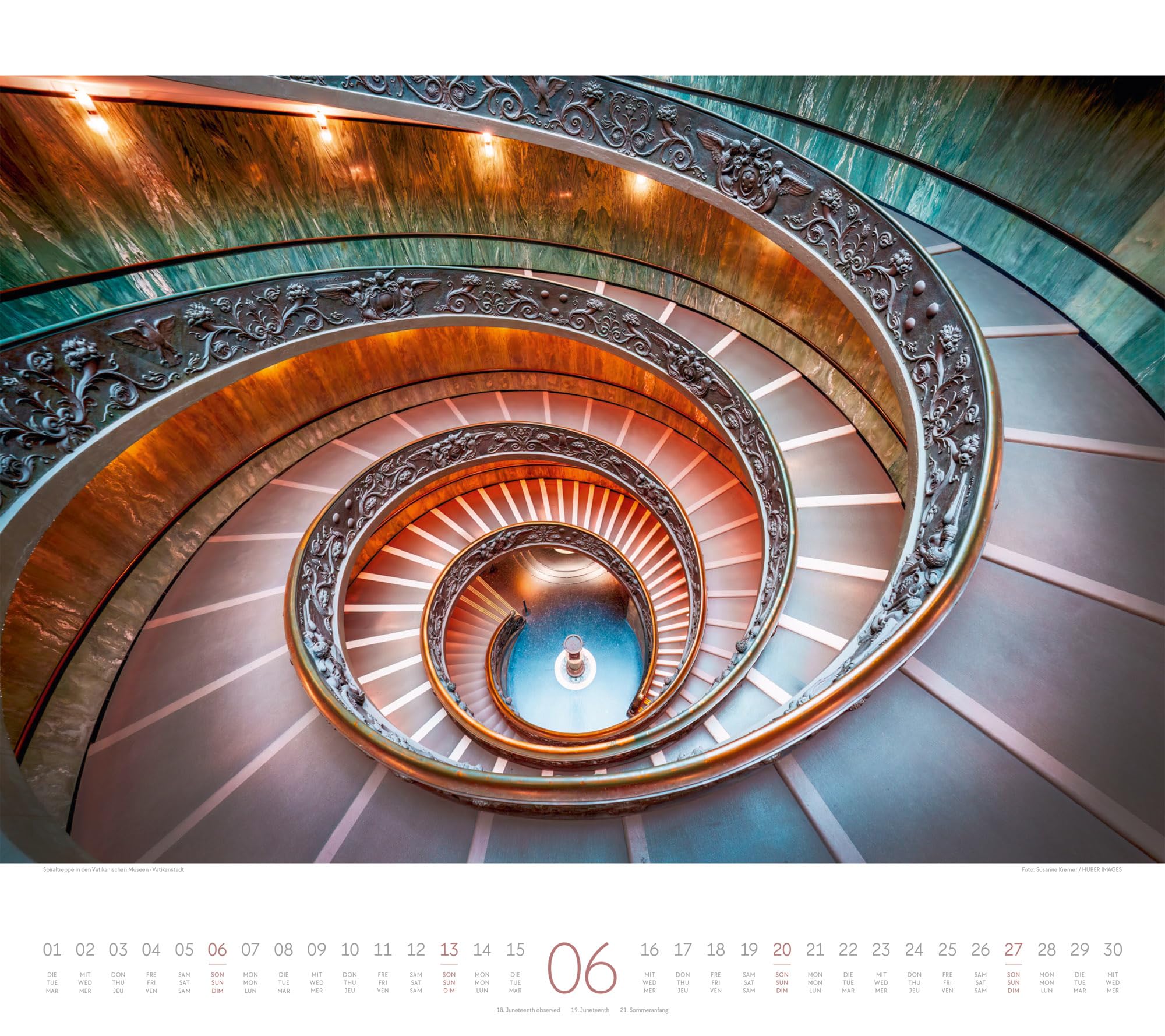 Treppen Kalender 2027 | Bildstarker Architektur-Kalender im großen Querformat (54x48 cm) | Architektonische Meisterwerke | Wendeltreppe