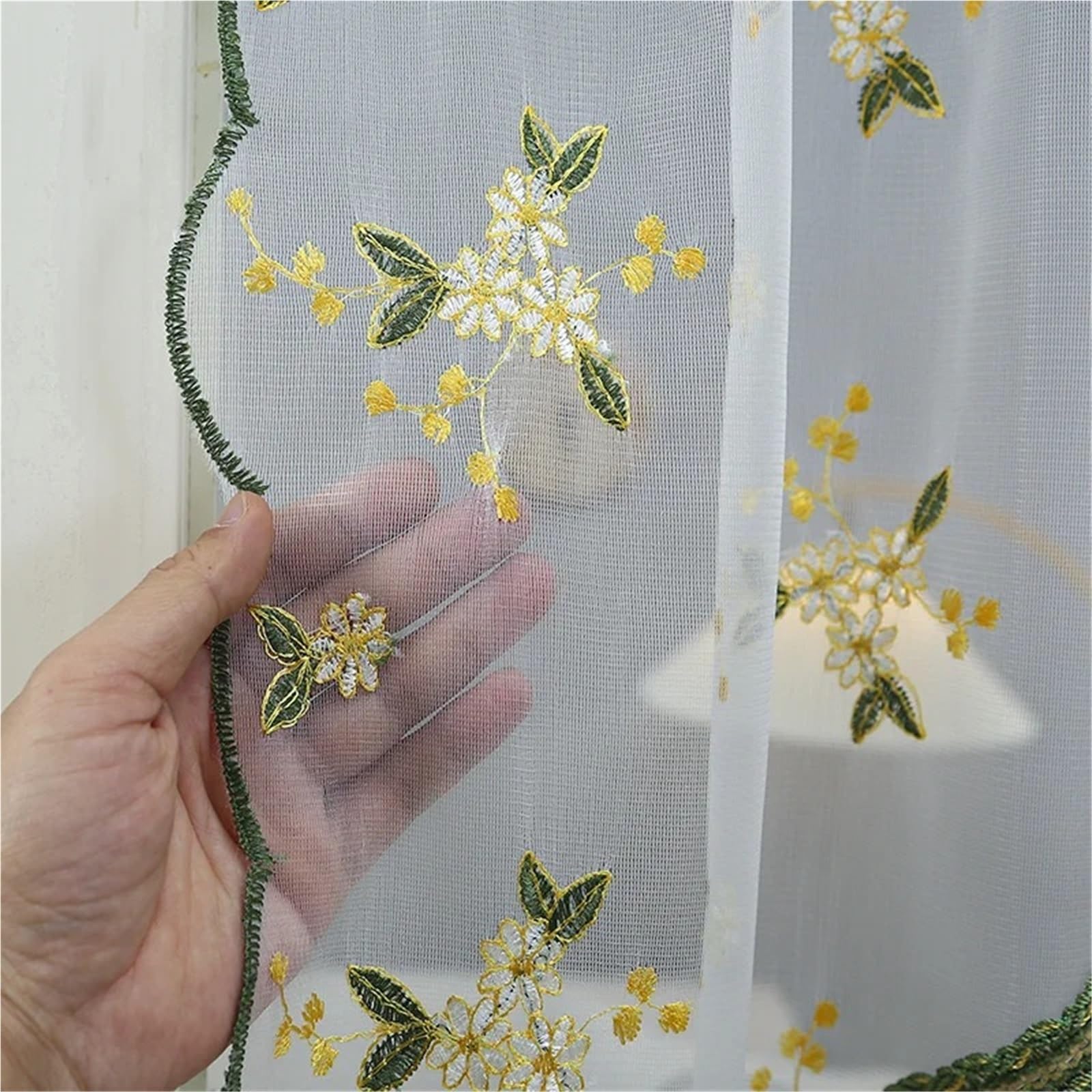 Rideaux de Porte en Dentelle, cloison Courte, sans poinçonnage, Broderie, atmosphère, couloirs, Chambres à Coucher, Perles Cristal(White)