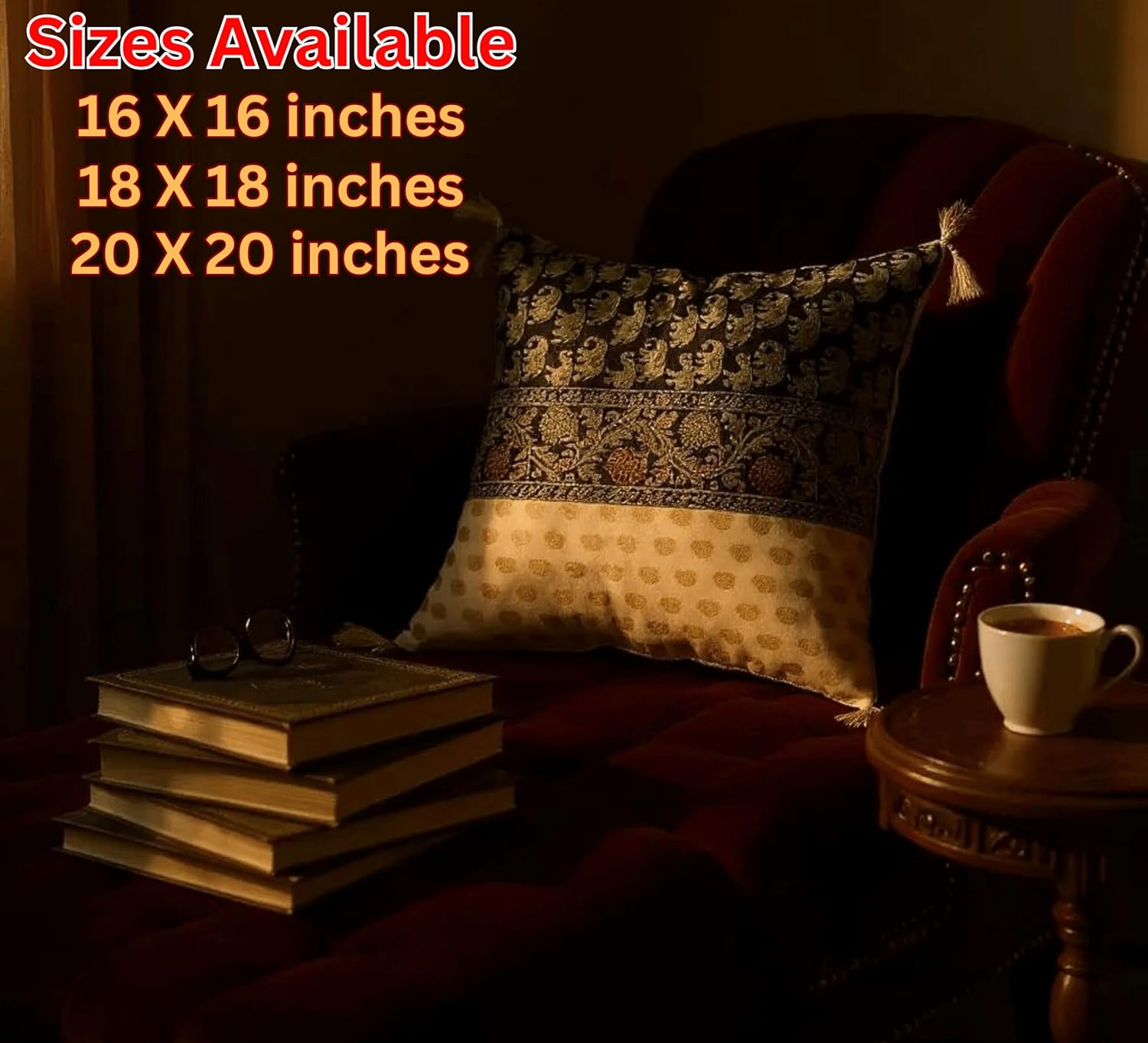 Set Of 4 Pcs Outdoor Christmas Pillow Covers 16x16, Indian Ethnic Silk Throw Pillow Covers For Patio Holiday Outdoor Home Decor Couch Cushion Covers Gift Set (Silk Elephant Stripe (16X16 Inches)