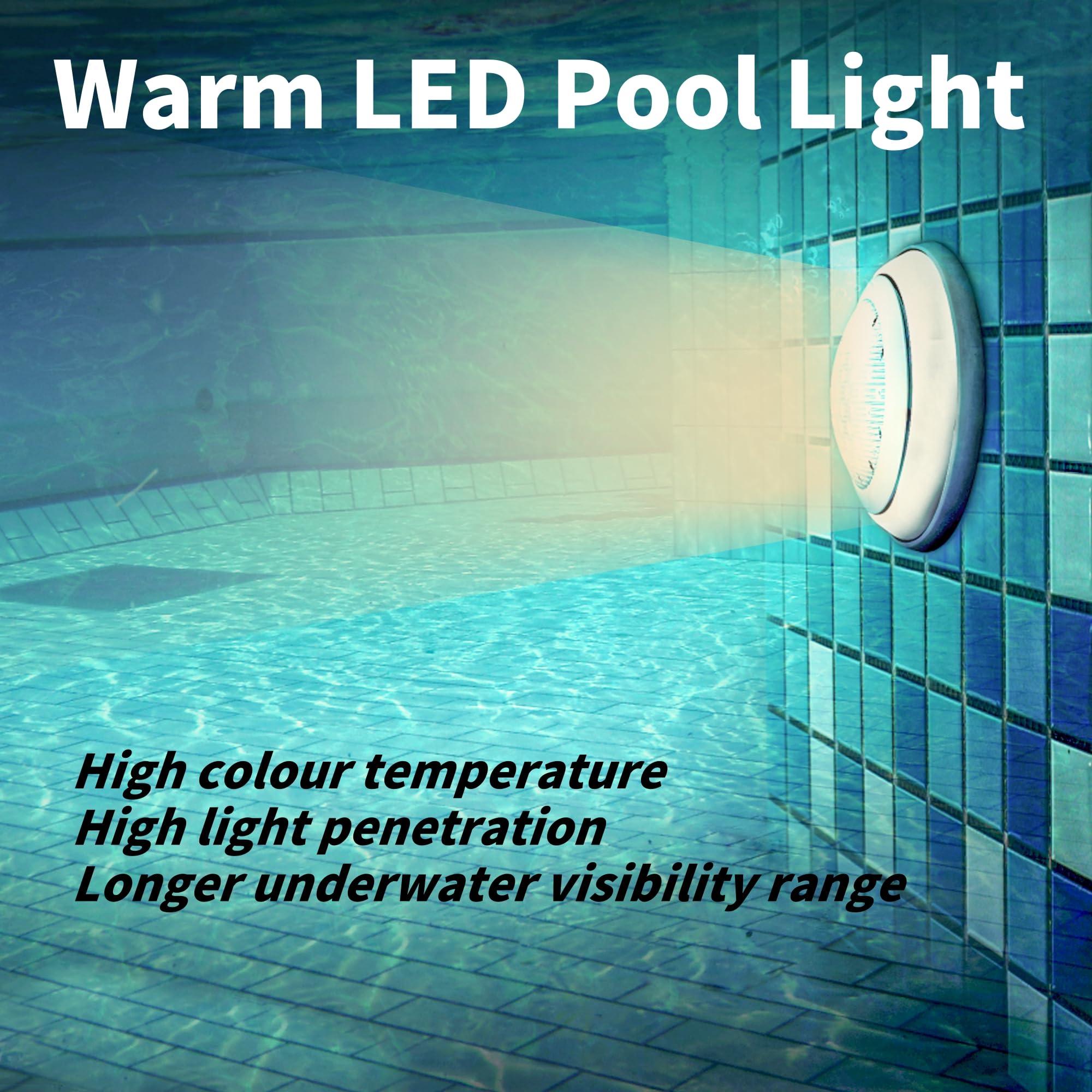 AHJ 36W Luce Calda Luci per Piscina PAR56, Luci Impermeabili per Piscina IP68, LED Piscina Luce Piscina, IP68 Faretto Per 12V DC/AC, Fascio di 120°