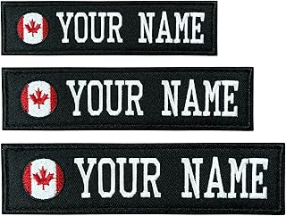 MVCEN Personalized Military Patch, Embroidery Name Patches Canada Flag Patches 2 Pieces Custom Embroidery Name Tag Tactical Moral Name Patch for Camouflage Uniform, Jacket, Vest (Black)