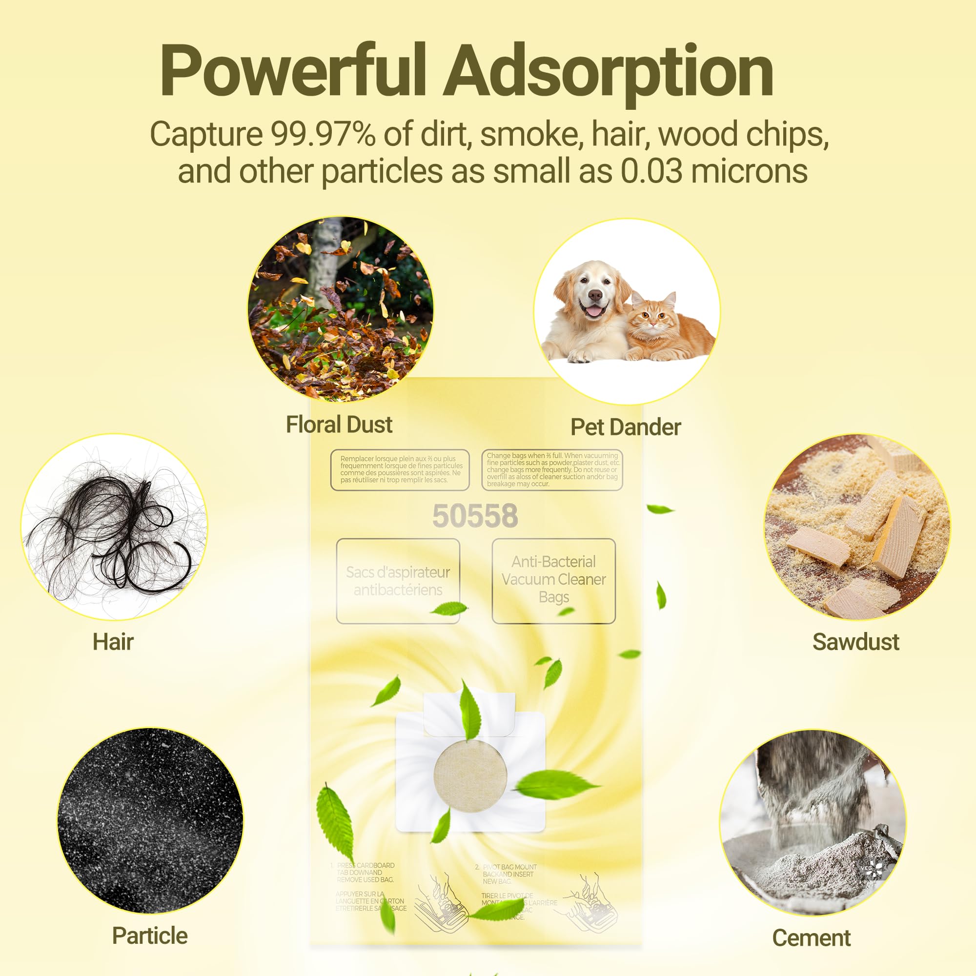 Vacuum Cleaner Bags Replacement for Kenmore Canister Type C/Q 5055, 50557, 50558 and Pana·sonic Type C-5 Vacuums, 12 Pack High-Efficiency Replacement Canister Vacuum Bags by PETOX