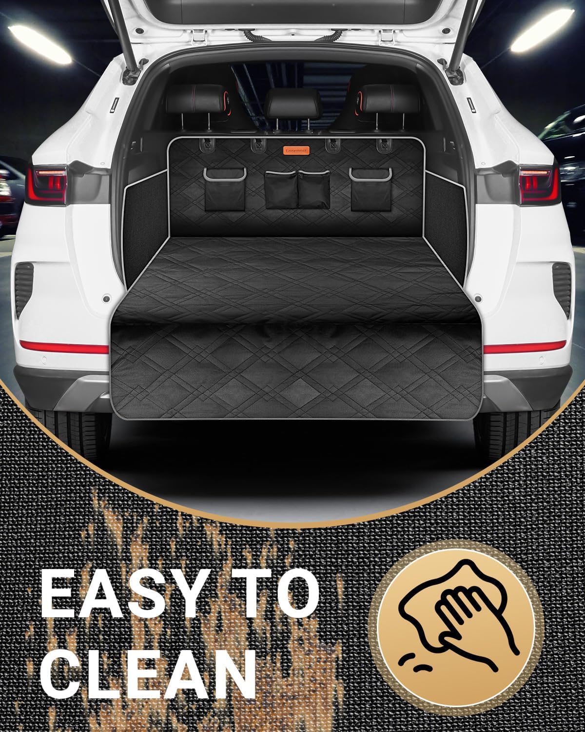 Protection Coffre de Voiture Chien Universelle, Couverture Chien Auto Imperméable, Tapis Coffre Antidérapant avec Protection latérale 4 Poches pour Plupart Voiture 185 x 105 cm