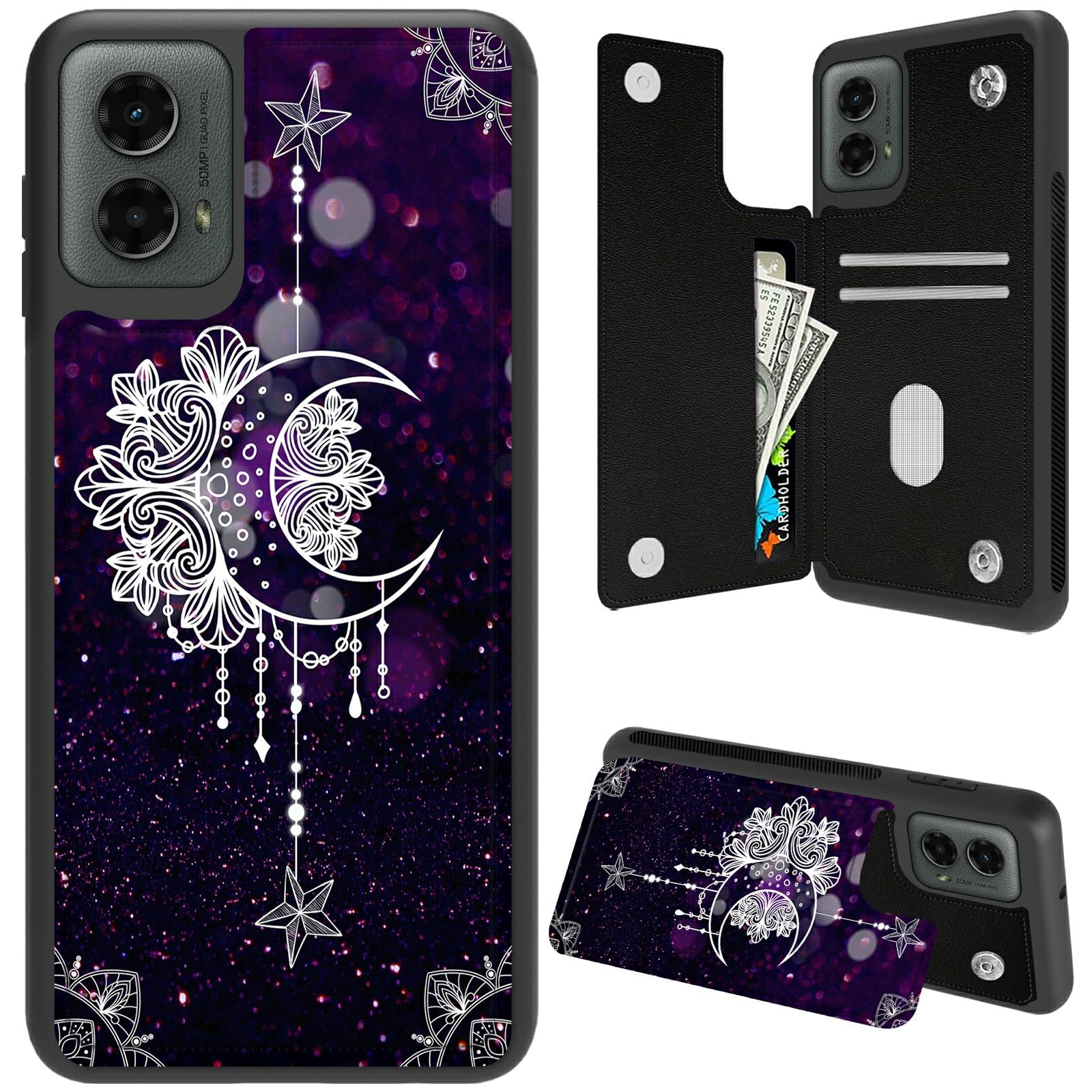 DIGTIALL Wallet Case for Moto G Stylus 5G 2024 with Card Holder and RFID Protection for Women Men Durable Leather Kickstand Shockproof Protective