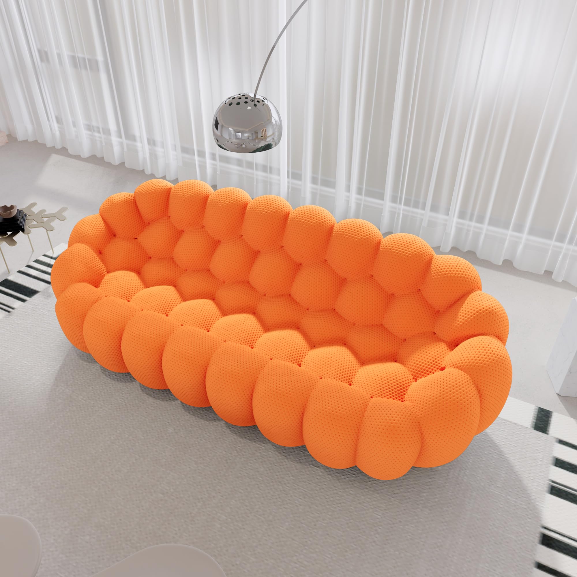Sdorens Bubble Couch, 98.43'' Modern 3-Seater Lazy Floor Couch, Memory Foam Bubble Round Sofa 3D Honeycomb Shape Curved Sofas for Living Room, Office,