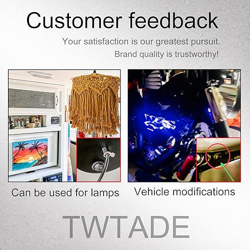 Miniatura 5 de TWTADE Interruptor basculante de encendidoapagado SPST de 2 pines, interruptor de palanca redondo con precableado 6A250V 10A125V CA para barco,