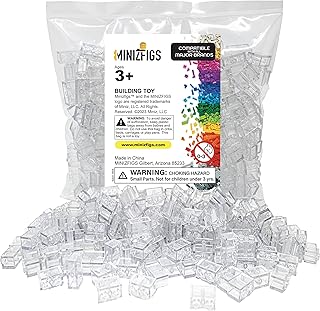 Trans-Clear 1x2 Classic Building Bricks - 200 Pieces | Compatible with All Major Brands, Building Toy, Bulk - Ideal for Children and Building Enthusiasts - Bulk Bricks and Parts