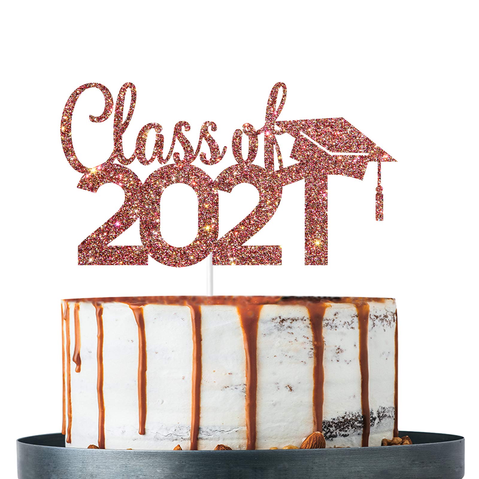 Buy Rose Gold Glitter Class of 2021 Cake Topper, 2021 Graduation Cake