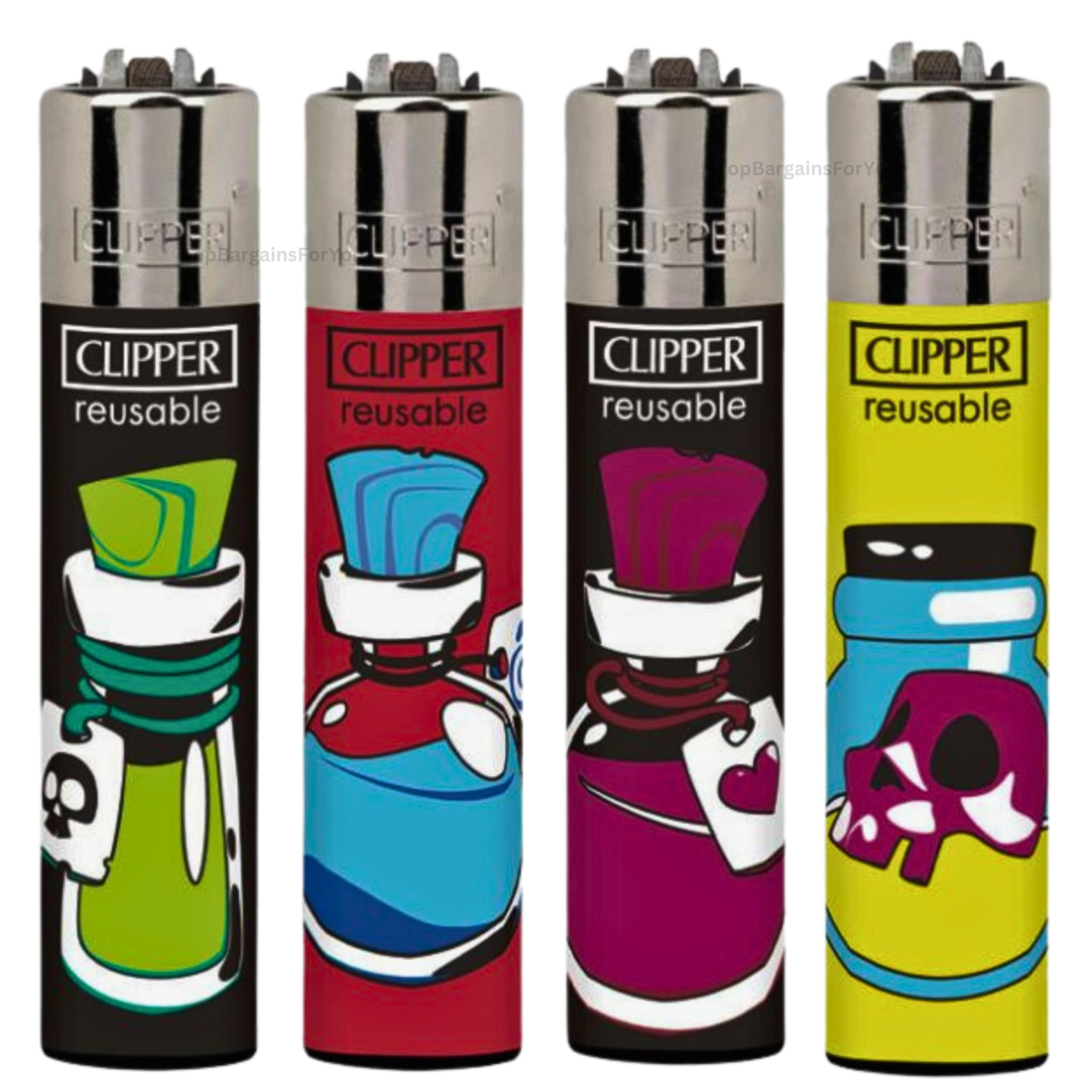 4 x Clipper Lighter Set Gas Refillable Windproof Lighters Standarad Size Replaceable Flint Rare Limited Edition (Planet Flowers 1) — view 40