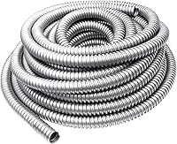 NIDAYE 50ft 1/2" Reduced Wall Flexible Metal Conduit - Galvanized Steel Low Voltage Outdoor Greenfield Wiring, Corrosion-Resistant Cable Protection