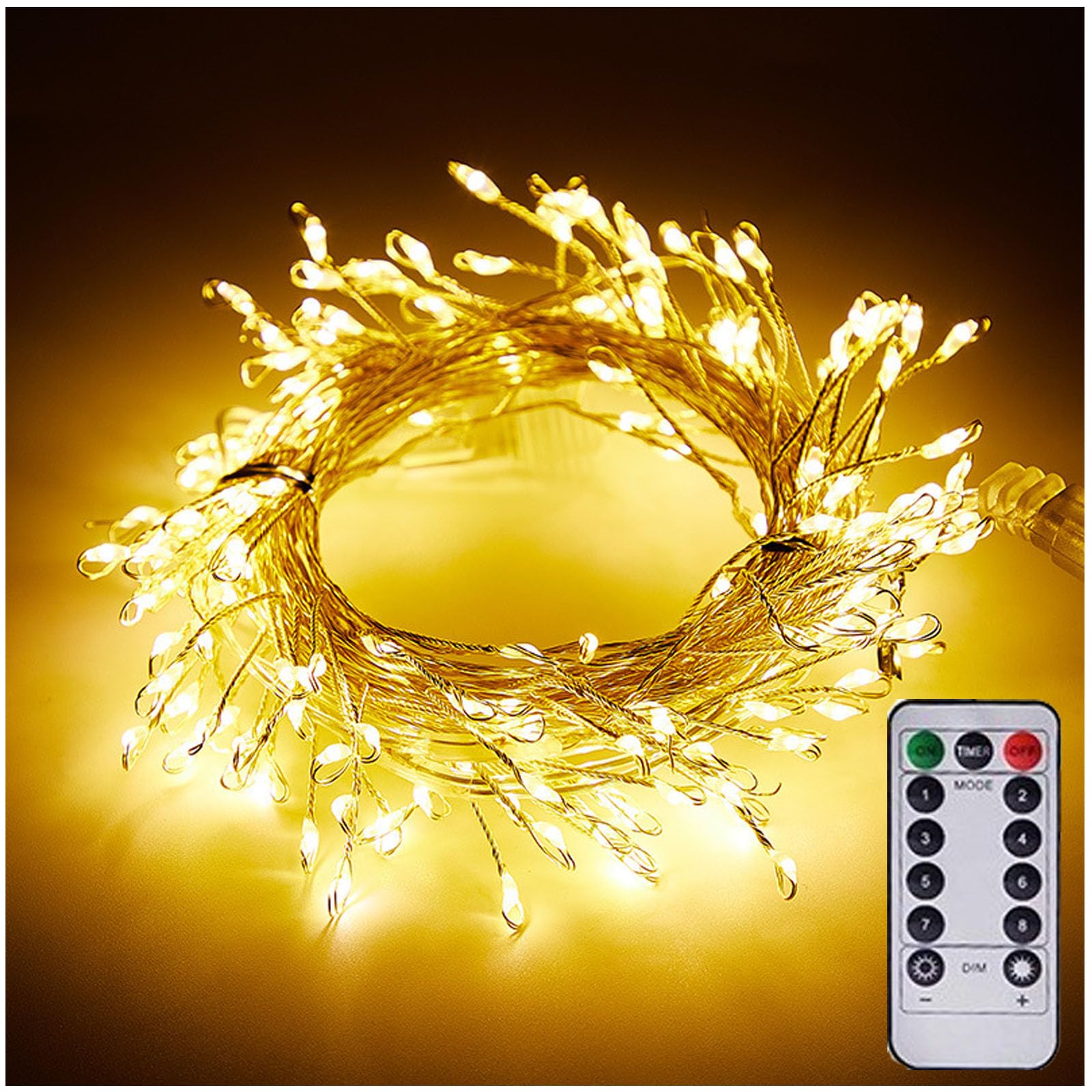 GIONAR LED Copper Wire Firecracker Light String,Copper Wire Firecracker Fairy Lights with Remote,Holiday Decoration Atmosphere Lights for Mantle Bedroom Window Weddings Christmas Tree (Warm,9.84ft)