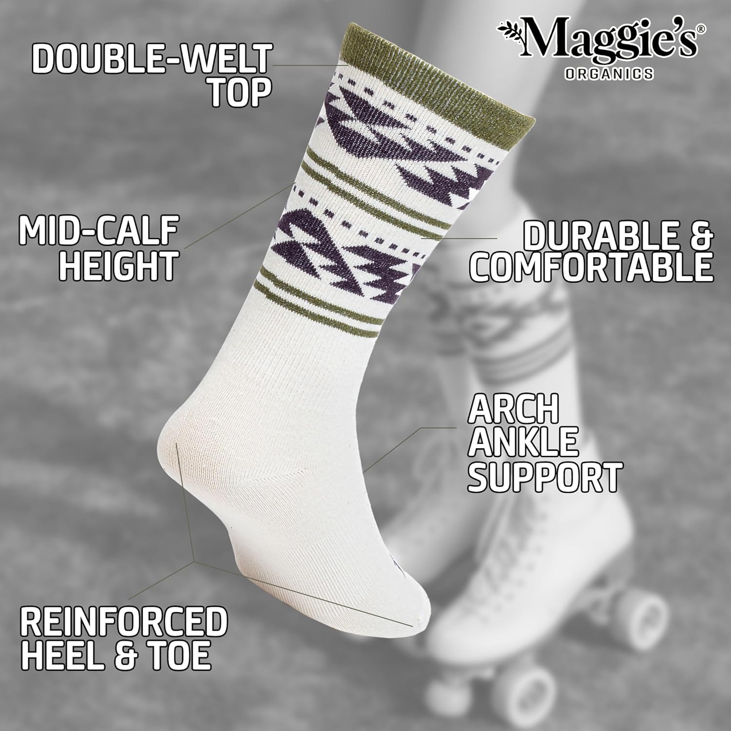 Maggie's Organics Patterned Crew Socks - All Day Comfort
