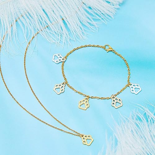 Miniatura 4 de Hicarer 150 piezas de dijes de pata de perro y gato de aleación con estampado de patas, cuentas de huella de animal, accesorios de joyería para