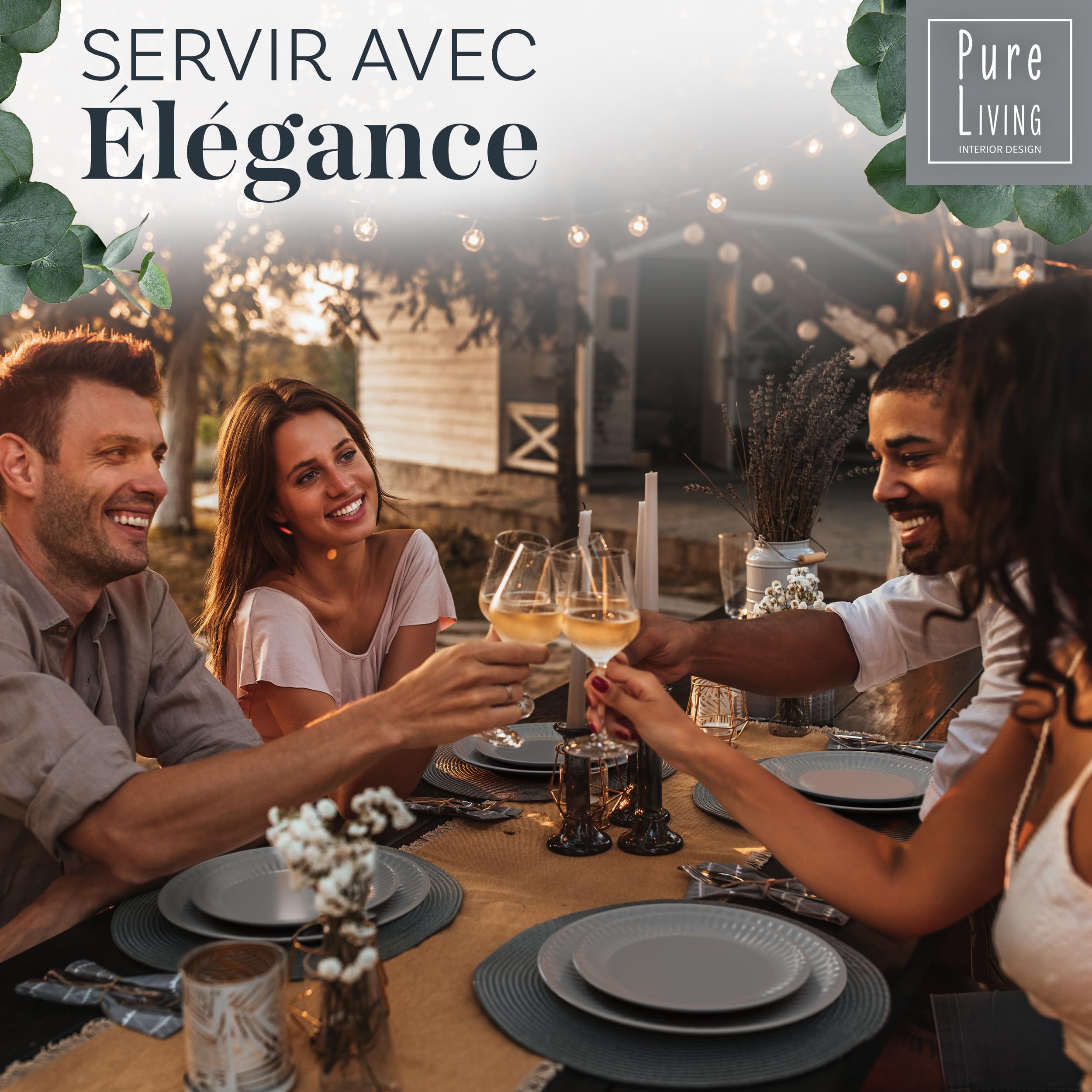 Hygge 12-częściowy zestaw naczyń z kamionki, zwycięzca testu, fantastyczny skandynawski zestaw naczyń z kamionki, zestaw misek i talerzy, serwis stołowy dla 4 osób, zestawy naczyń Pure Living w