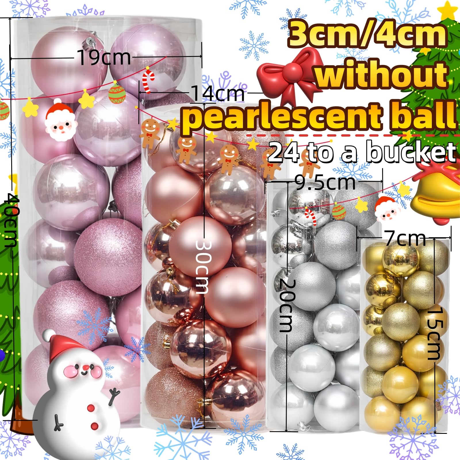 24 Stück Festliche Kugel-Ornamente, bruchsicher, 3-8cm Weihnachtskugeln, 4 Rottöne für Weihnachtsbäume, Hochzeiten und Heimdekoration, stilvolle Dekorationen (Burgunderrot, Durchmesser 6cm)