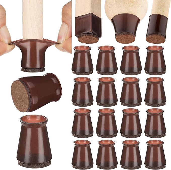 Aneaseit Chair Leg Floor Protectors 16 pcs Dark Walnut Felt Bottom