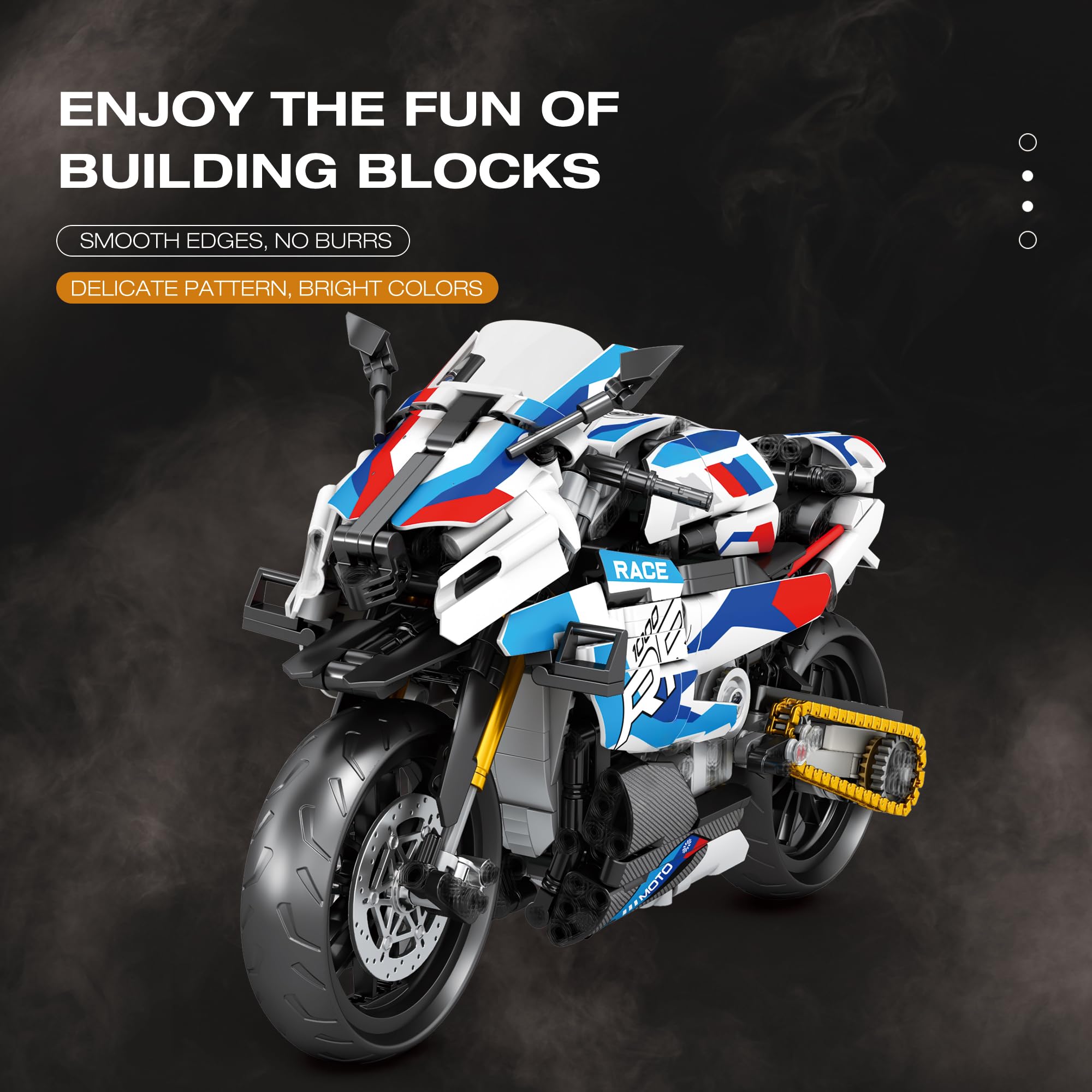JOMIOD Technik Motorrad für 1000 RR Motorrad Modell, 998 Klemmbausteine Technik Geländemotorrad Bausteine, Superbike für Erwachsene