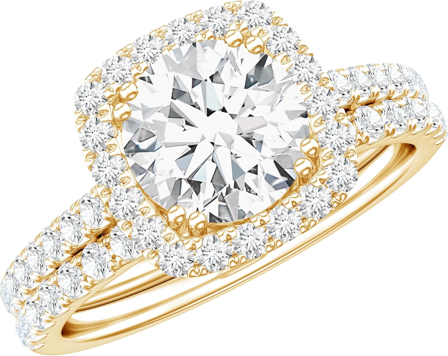 Certified Lab Grown Diamond Bridal Ring Set, Ef-Vs Quality, Diamond Engagement Ring with Band - Ready To Gift