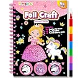 Foil Art Craft for Kids - Christmas Crafts Gift Party Favors Stocking Stuffers for Kids Fun Art Supplies Creative Birthday Gift Travel Toys for Girls Boys 4 5 6 7 8 9 Years Old(Princess)