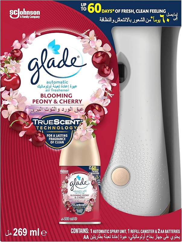 Glade automatic air freshener, blooming & cherry fragrance, 269 ml