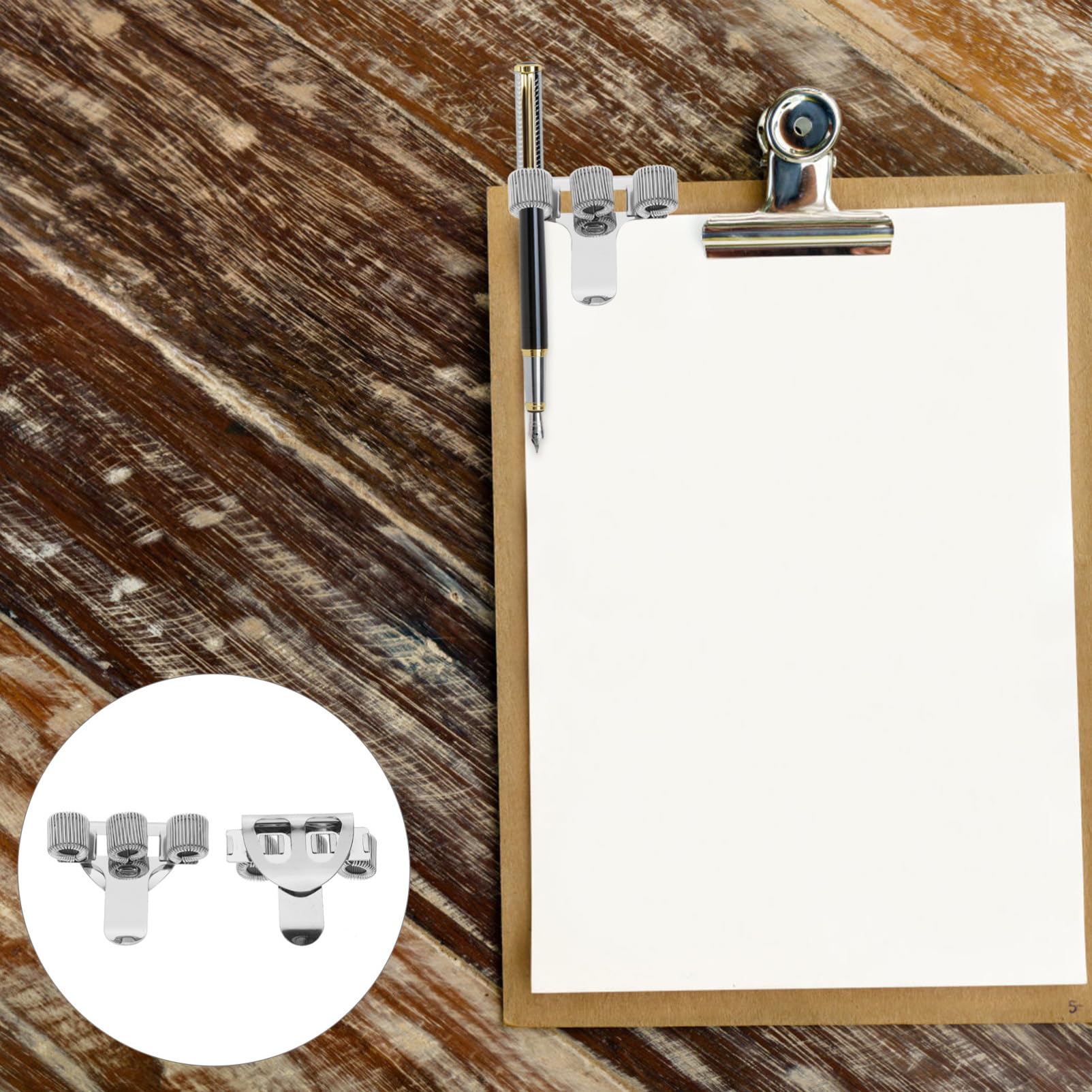 OSALADI Portapenne in Metallo Clip a Molla, Design a Tre Fori Regolabile, 10 Pezzi per Fissaggio su Quaderni e Clipboard, per Insegnanti e Infermieri