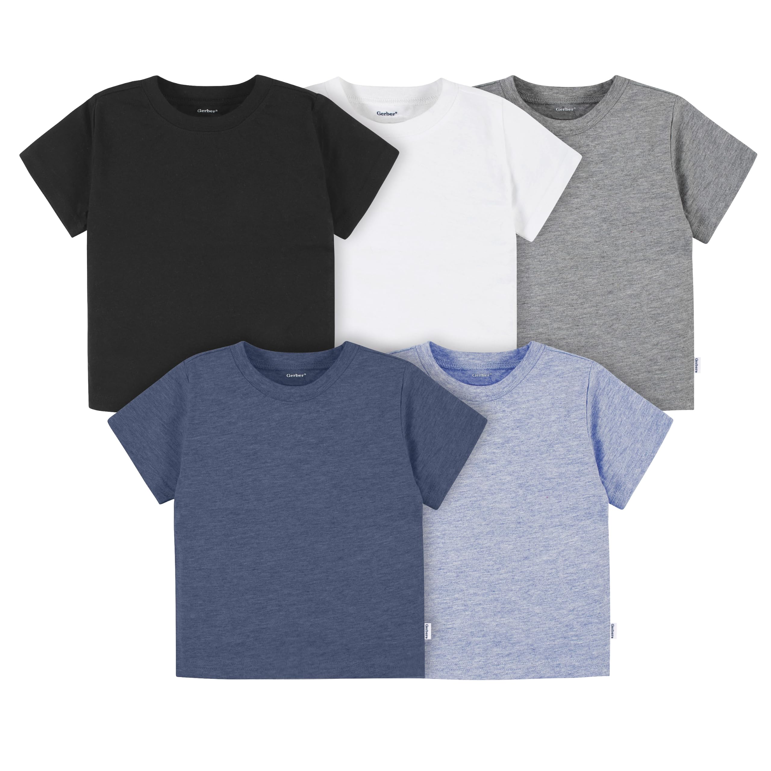 Baby & Toddler 5-Pack Solid Short Sleeve T-Shirts Jersey 160 GSM