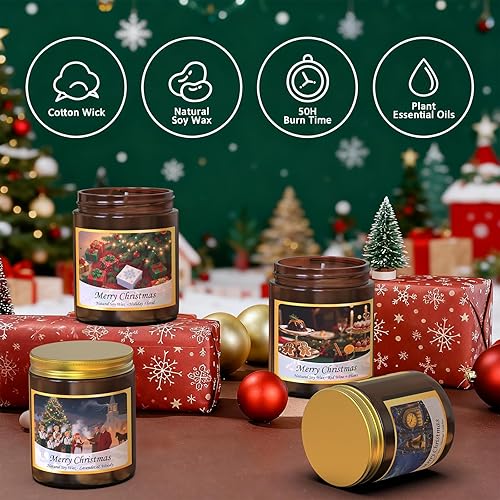 Miniatura 2 de Juego de velas de cuenta regresiva de Navidad, paquete de 4 velas perfumadas de cera de soja para regalos para hombres y mujeres y decoración del