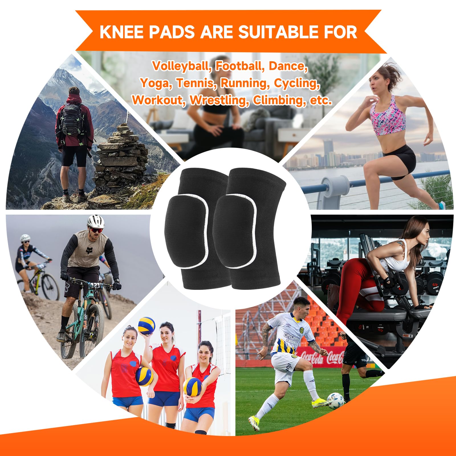HISFFOG Rodilleras de voleibol para bailarines, suaves y transpirables, para hombres y mujeres, jóvenes, niños, rodilleras para voleibol, fútbol, baile, yoga, lucha, correr, ciclismo