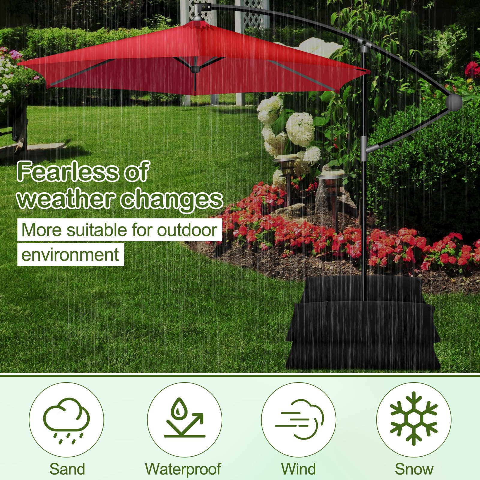 125 kg Regenschirm-Gewichte, Sandsäcke, 5 Packungen, Sandsäcke für Gewicht, wetterfest, befüllbar, strapazierfähig, Sandsack für Terrasse, Regenschirm, Trampolin, Outdoor, Garten