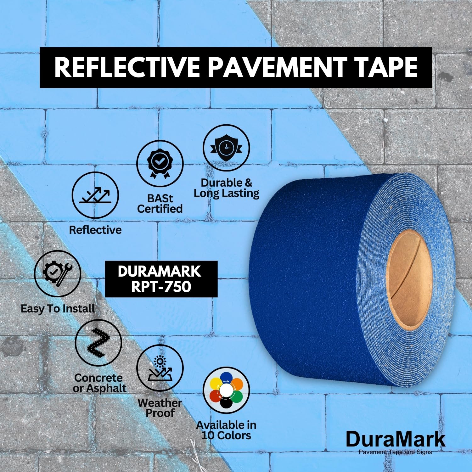 RPT-750 cinta de pavimento para marcado – certificado, permanente, exterior, reflectante, resistente