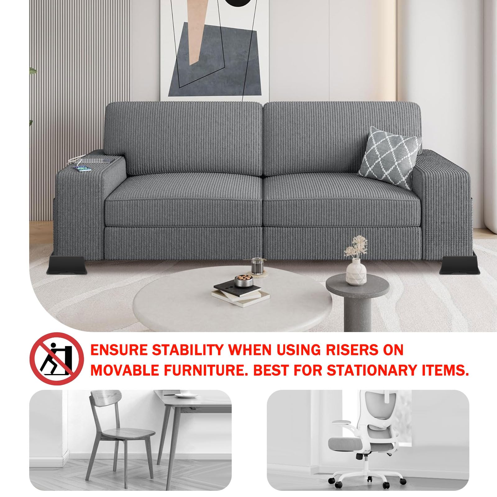 Snapklik.com : ANNKUT Bed Risers 2 Inch Heavy Duty,Oversized Couch ...