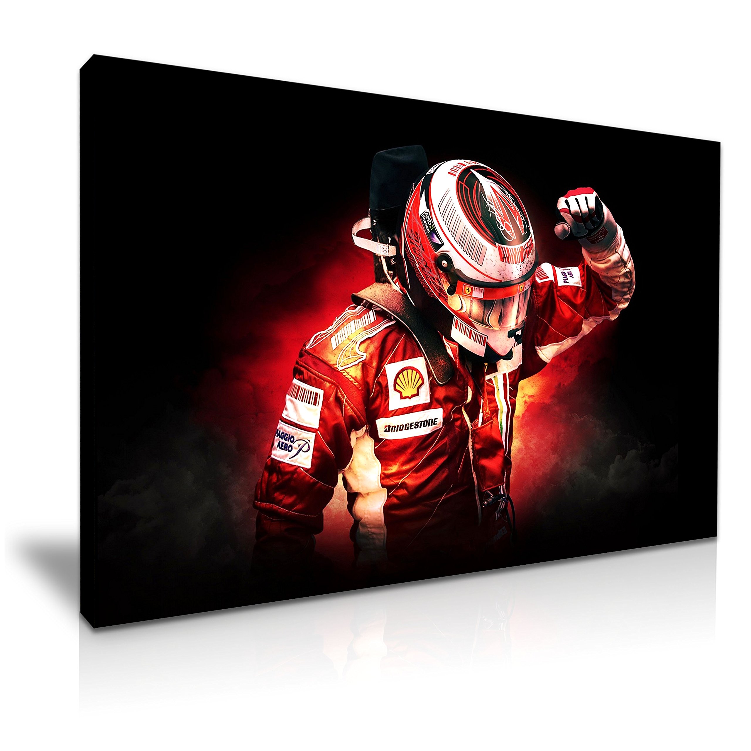 Yes Art Red And Black Kimi Räikkönen The Ice Man Ferrari F1 Canvas Wall Art Picture Print 76Cmx50cm