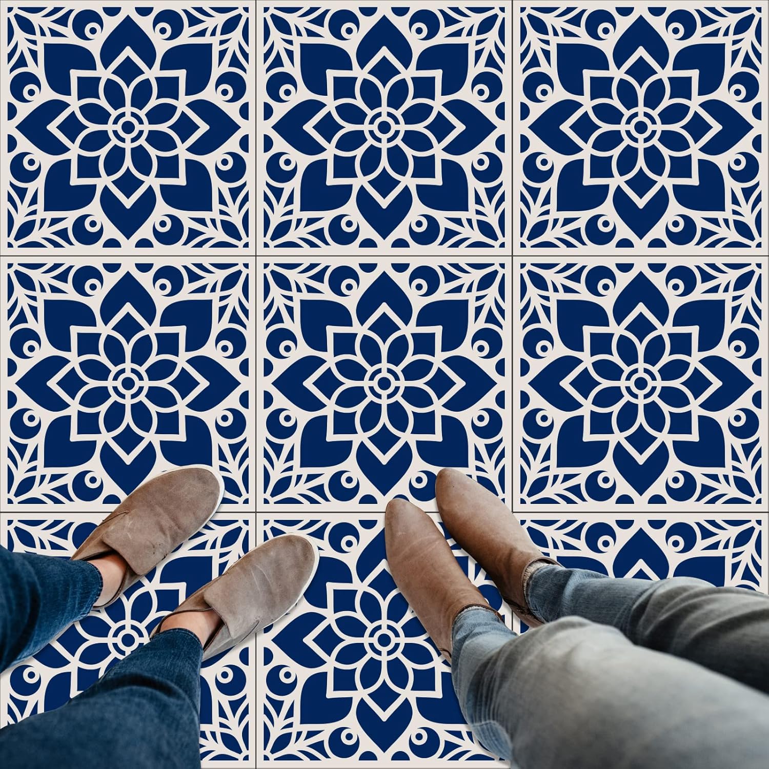 Floral Floor Tile Stencils for Painting Floors,Farmhouse