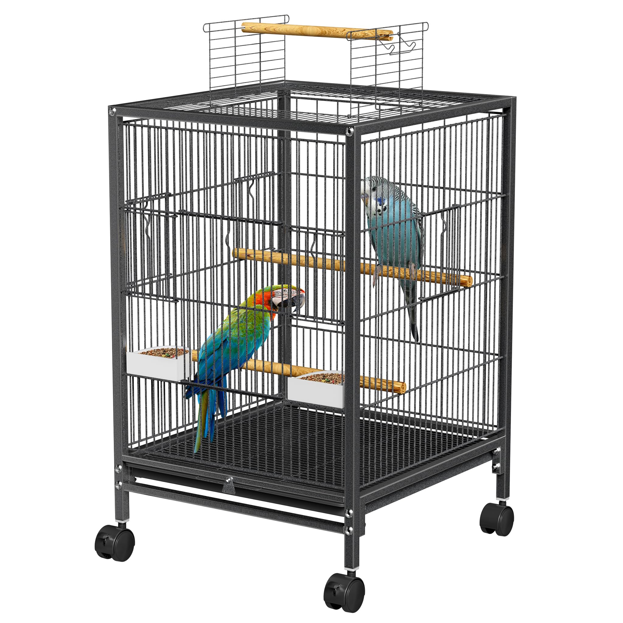 UISEBRT Vogelkäfig mit Käfigspielzeug - Großer Vogelhaus Vogelvoliere Metall Vogelbauer Käfig Vogel für Finken Kanarienvögel Wellensittiche Schwarz (Typ A, 46 x35.5 x 99cm)