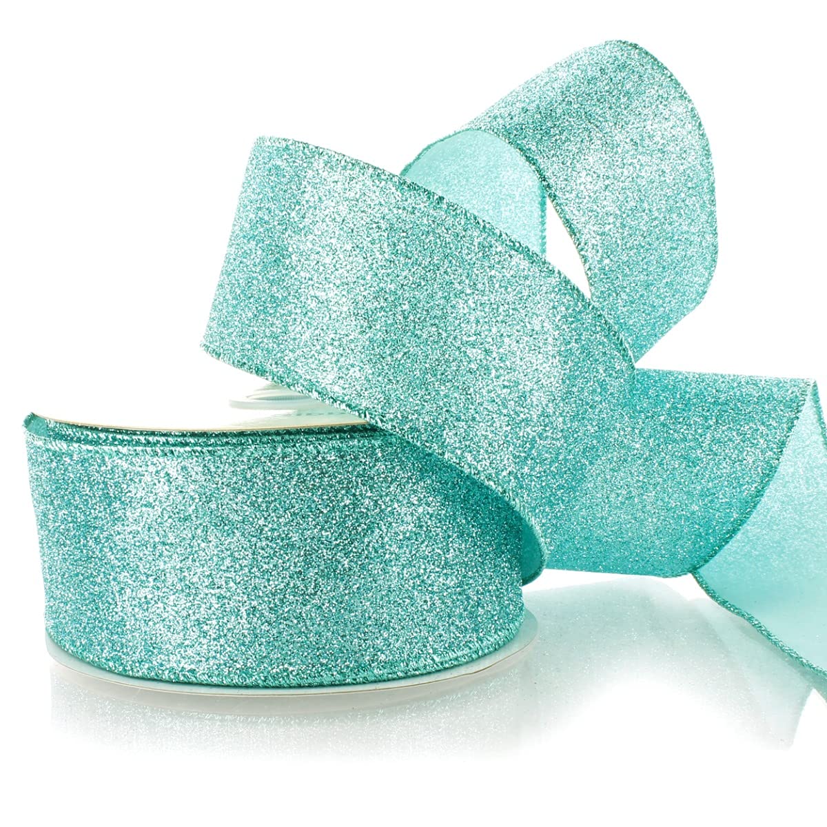 Ribbon Traditions2 1/2" Wired Glitter Ribbon Aqua - 10 Yards