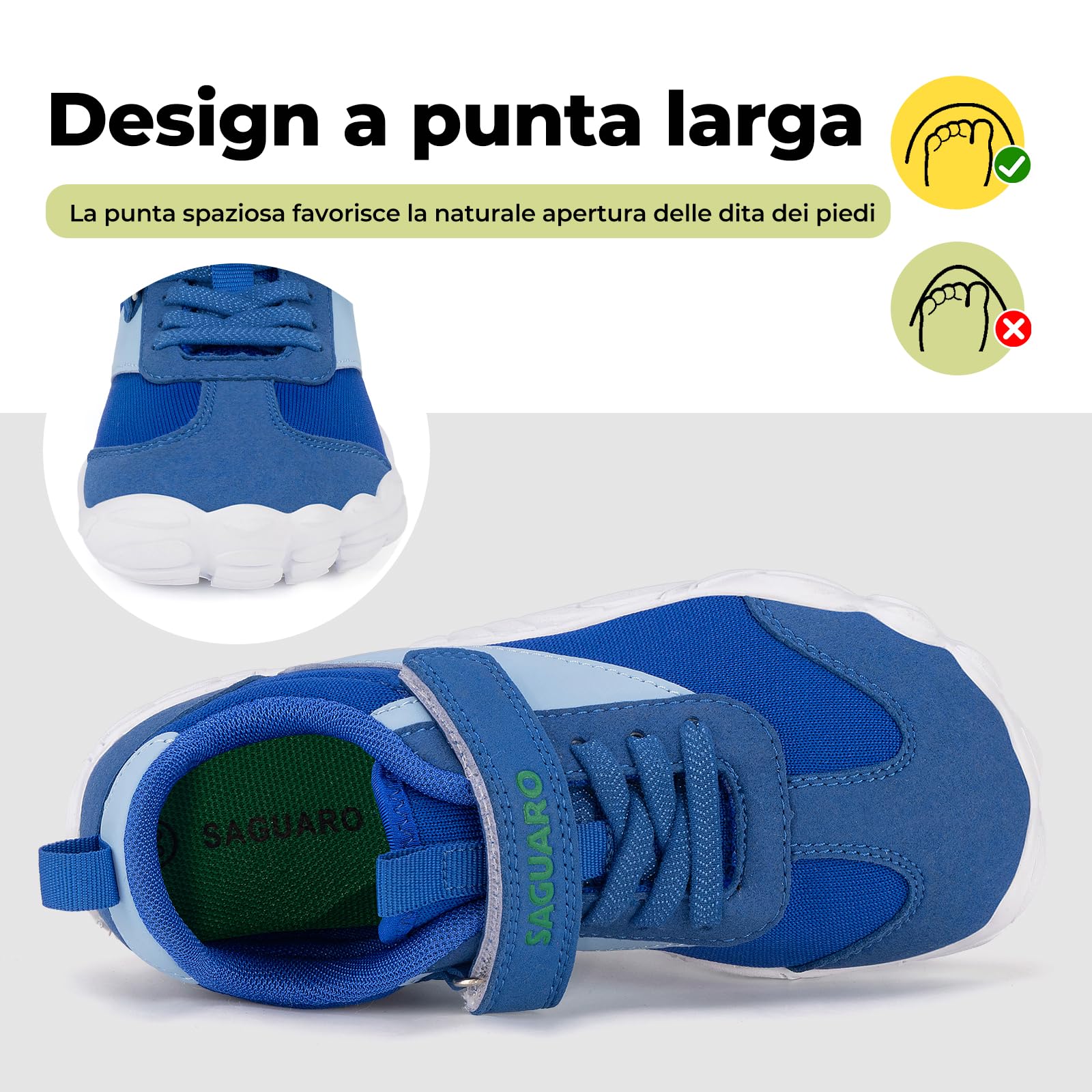SAGUARO Scarpe Barefoot Bambini Sneakers Minimaliste Leggere Traspiranti con Punta Ampia, Gr.25-36