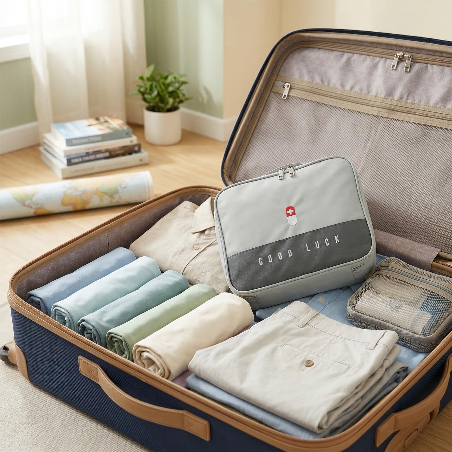 QWORK® 3 Piezas Bolsas para Medicinas, Gris Organizador de Primeros Auxilios Impermeable Vacío de Tela Oxford, para Casa, Viajes y Coche
