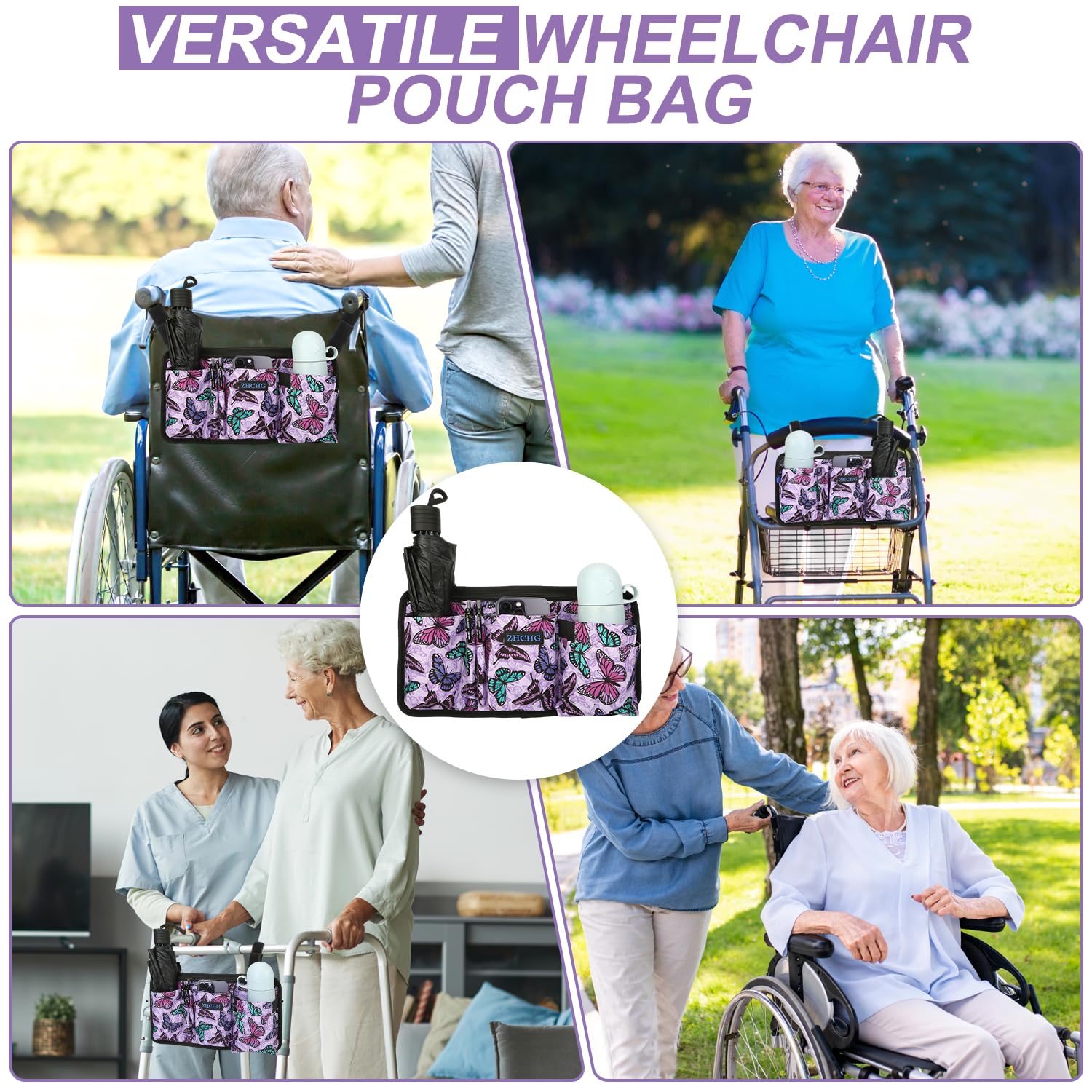 Bolsa lateral para silla de ruedas con portavasos, accesorios para reposabrazos de silla de ruedas para andador, andador, silla de ruedas para patinete eléctrico, regalo ideal para el día de la madre