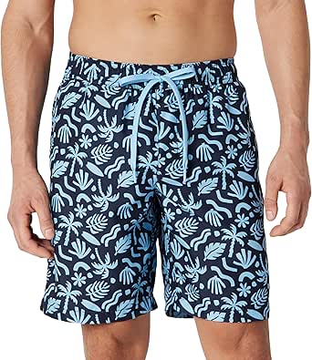 Amazon Essentials Men's 9" Swim Trunks with Mesh Lining, Pockets, Drawstring Closure
