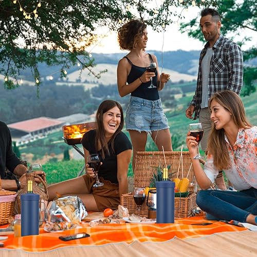 Miniatura 7 de MAXSO Cubo enfriador de vino, enfriador portátil de botellas de champán y vino de 25.4 fl oz, mantiene el vino y las bebidas frías, acero inoxidable