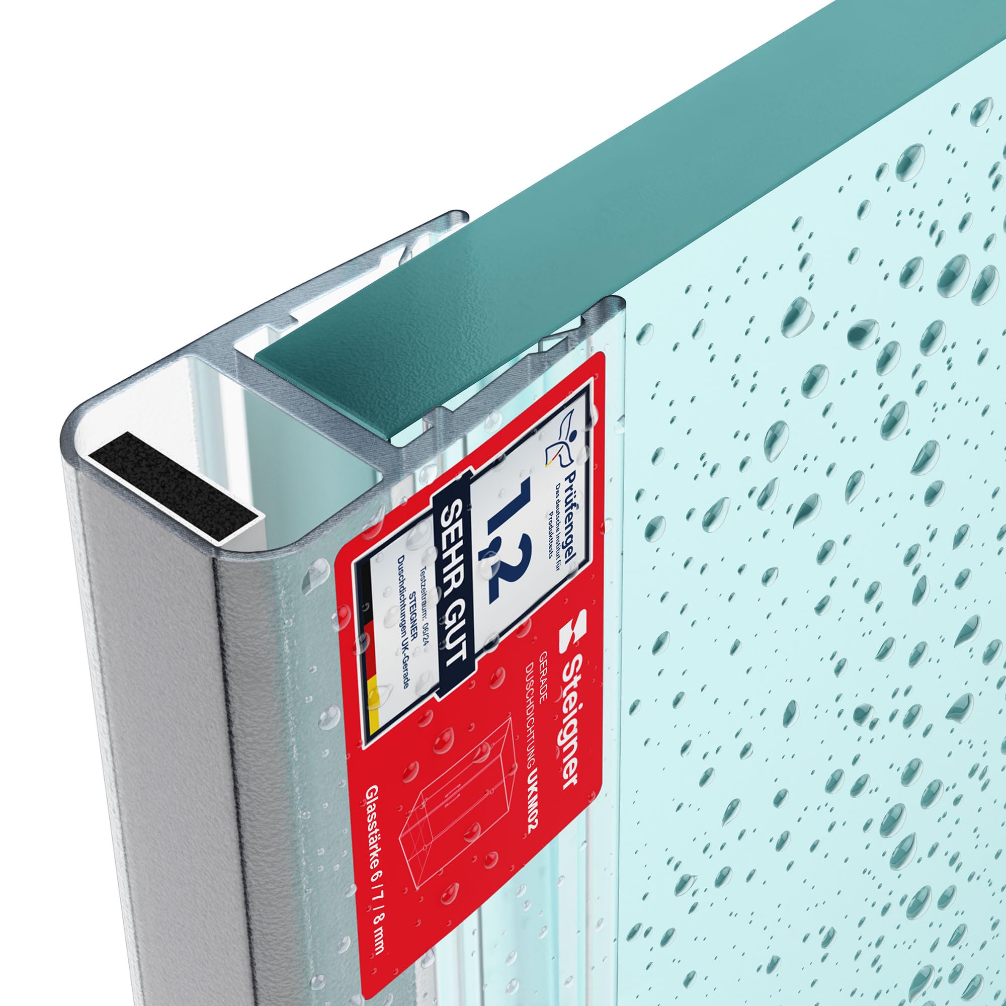 STEIGNER Juntas mamparas duchas imantadas UKM02 153 cm (2 ud.) - Juntas magnéticas 180° para ducha angular, pentagonal, semicircular, empotradas o de cuarto de círculo con puerta 6-8 mm - Impermeable